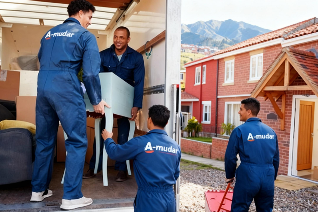 Equipo profesional de A-mudar realizando mudanza en Bogotá