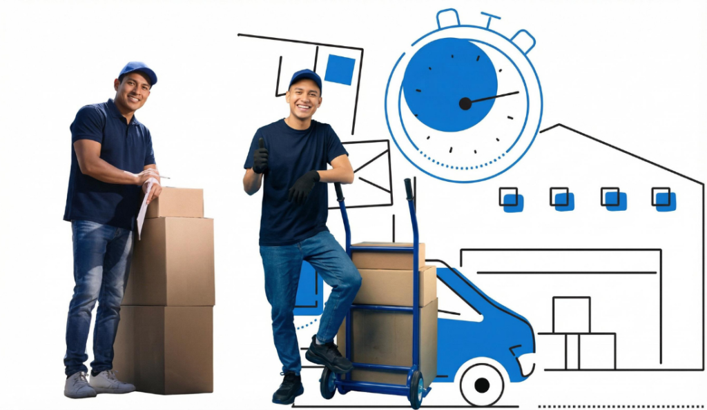 Equipo de mudanzas , A-mudar trabajando